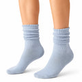 Socken Größe 35-38 aus Stricktextil Hellblau mit gerafftem Bündchen