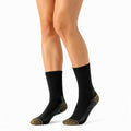 Sportsocken 39-42 aus Strickmaterial in Schwarz Gold mit geripptem Schaft