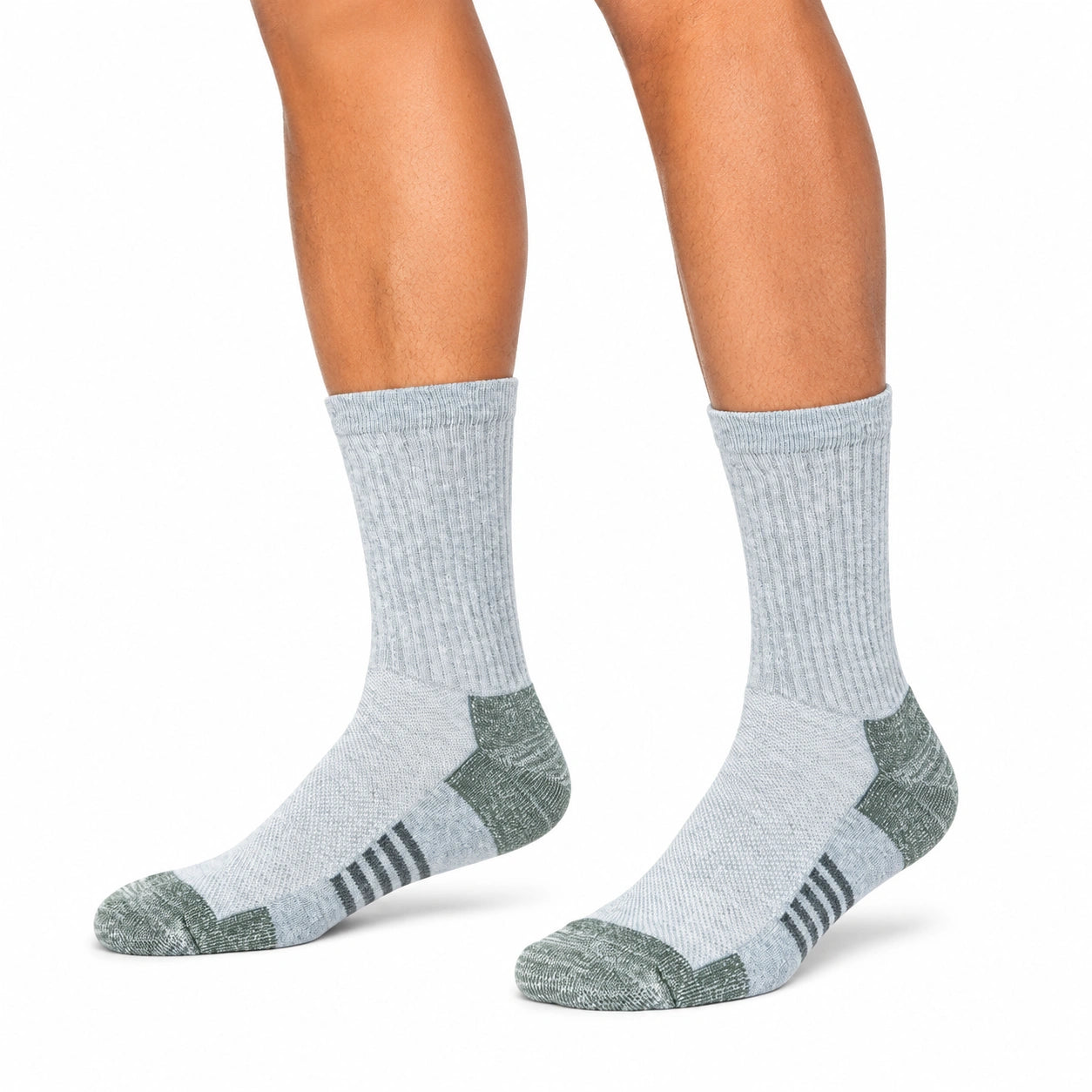 Sportsocken 43-46 aus Textil in Hellgrau Grün mit geripptem Schaft
