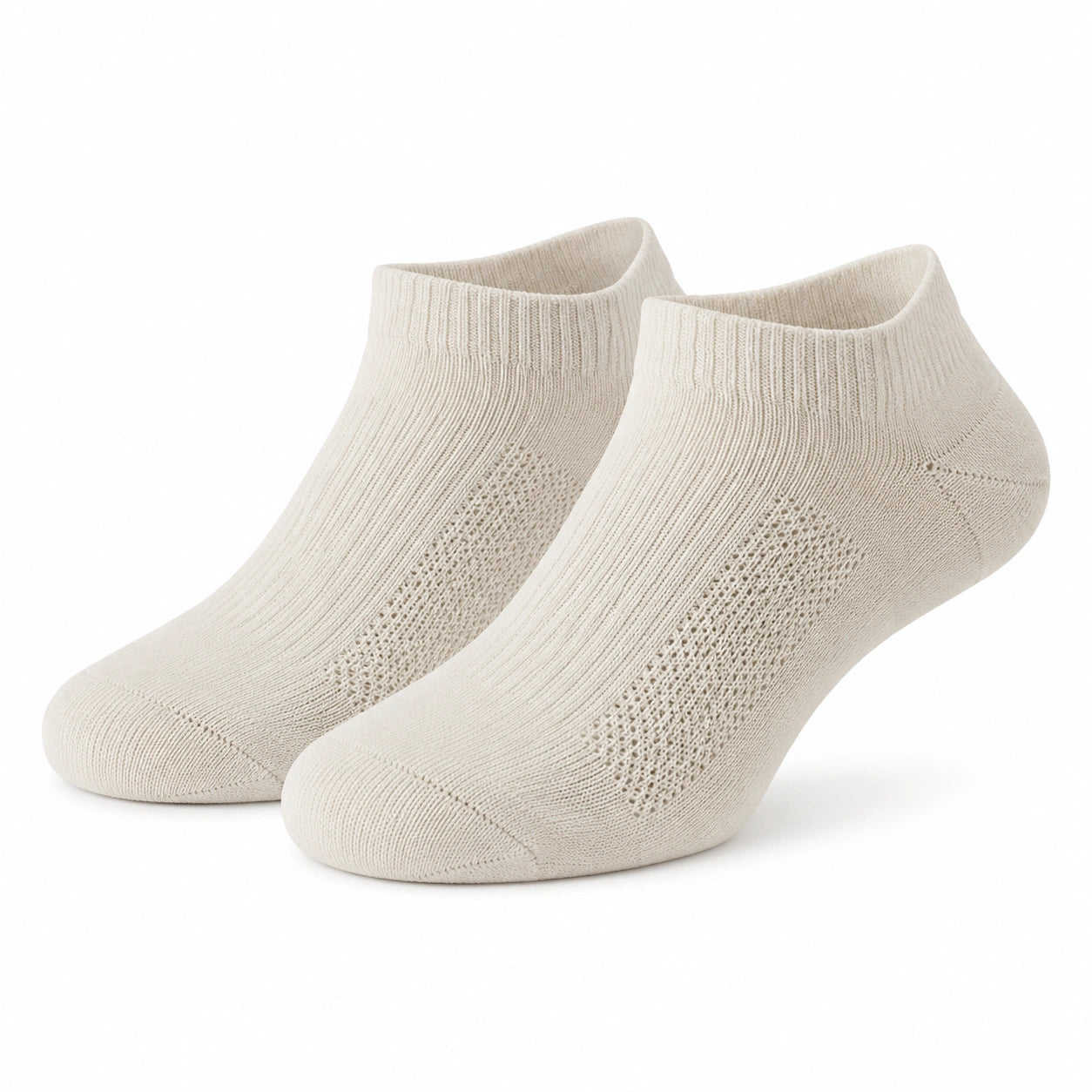 Kurzsocken 35-38 aus Textil in Creme mit atmungsaktiver Strickstruktur