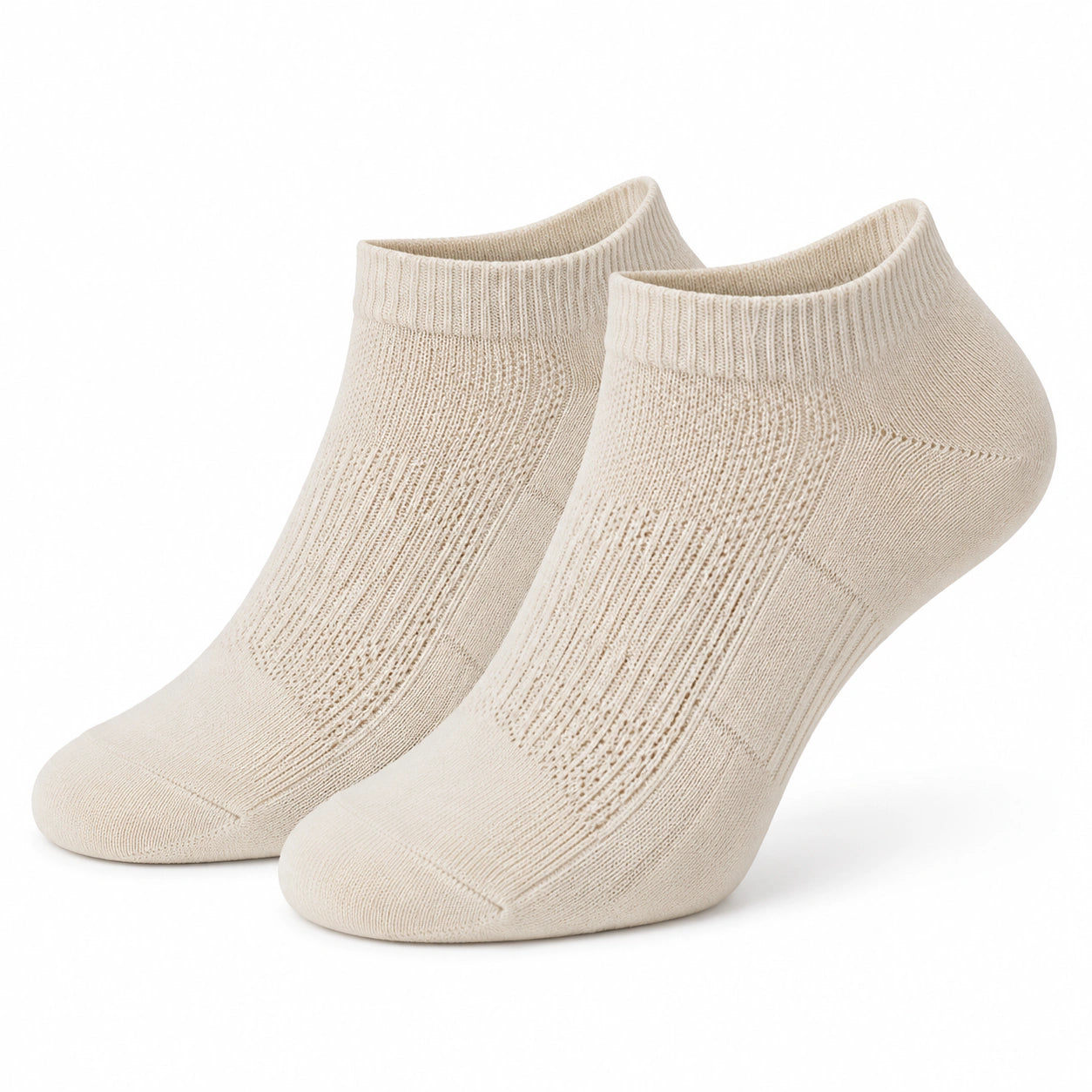 Sneakersocken Größe 35-38 aus Textil in Creme gerippt für Alltag
